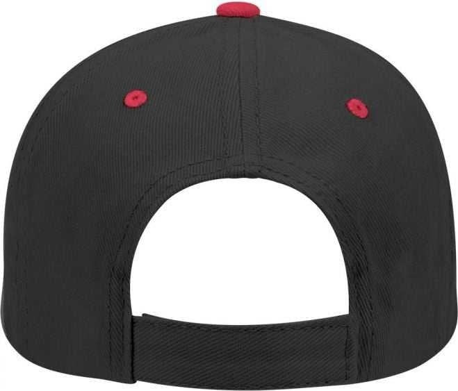 OTTO 19-251 Brushed Bull Denim Seamed Front Panel Low Profile Pro Style Cap - Red Black - HIT a Double - 1