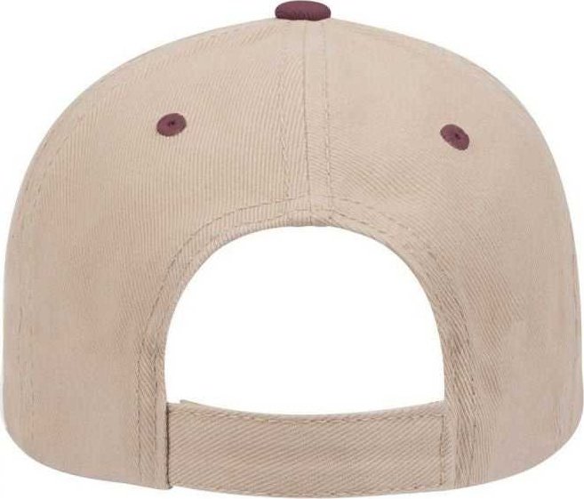 OTTO 19-251 Brushed Bull Denim Seamed Front Panel Low Profile Pro Style Cap - Maroon Khaki - HIT a Double - 1