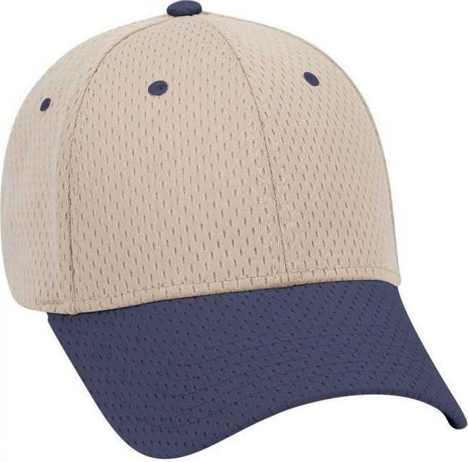 OTTO 19-366 Polyester Pro Mesh Gray Undervisor Low Profile Pro Style Structured Firm Front Panel Cap - Navy Khaki - HIT a Double - 1