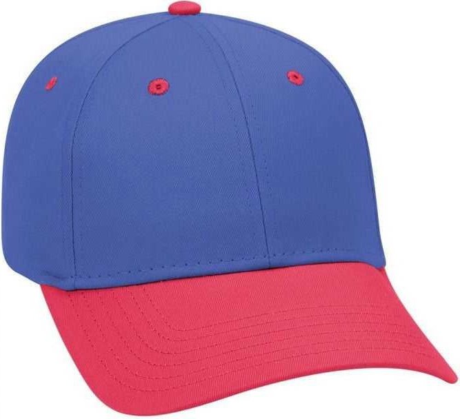 OTTO 19-536 Cotton Twill Low Profile Pro Style Cap with 6 Embroidered Eyelets - Red Royal Royal - HIT a Double - 1