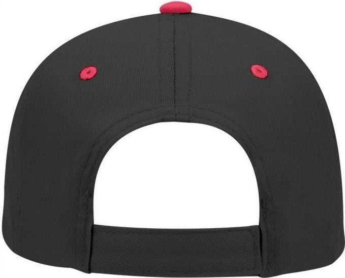 OTTO 19-536 Cotton Twill Low Profile Pro Style Cap with 6 Embroidered Eyelets - Red Black Black - HIT a Double - 1