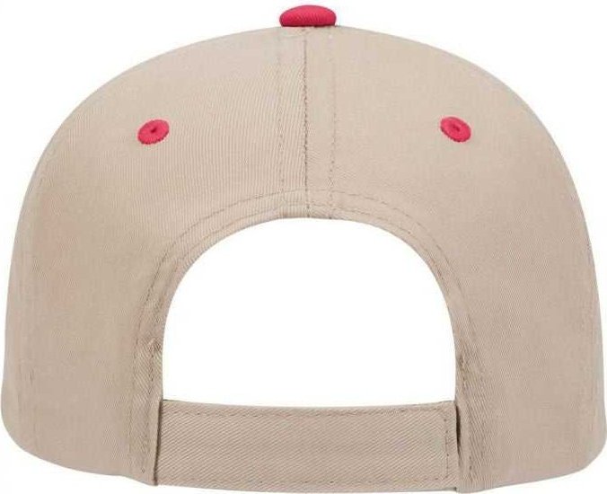 OTTO 19-536 Cotton Twill Low Profile Pro Style Cap with 6 Embroidered Eyelets - Red Khaki Khaki - HIT a Double - 1