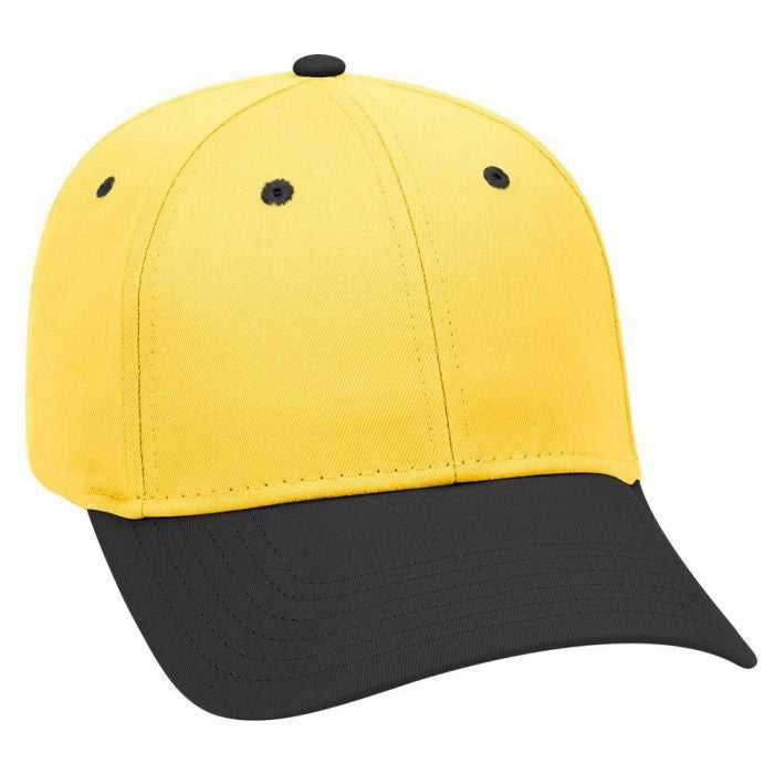 OTTO 19-536 Cotton Twill Low Profile Pro Style Cap with 6 Embroidered Eyelets - Black Yellow Yellow - HIT a Double - 1