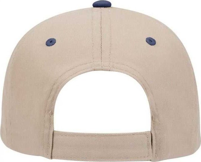 OTTO 19-536 Cotton Twill Low Profile Pro Style Cap with 6 Embroidered Eyelets - Navy Khaki Khaki - HIT a Double - 1