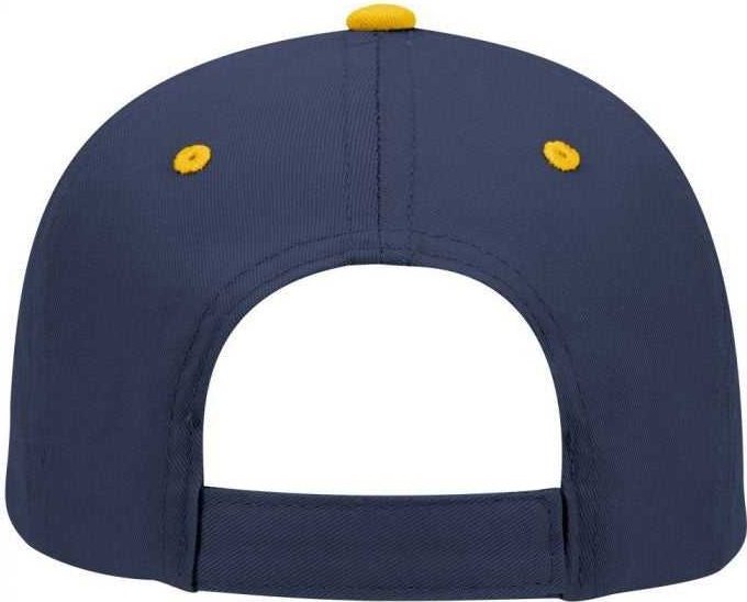 OTTO 19-536 Cotton Twill Low Profile Pro Style Cap with 6 Embroidered Eyelets - Gold Navy Navy - HIT a Double - 2