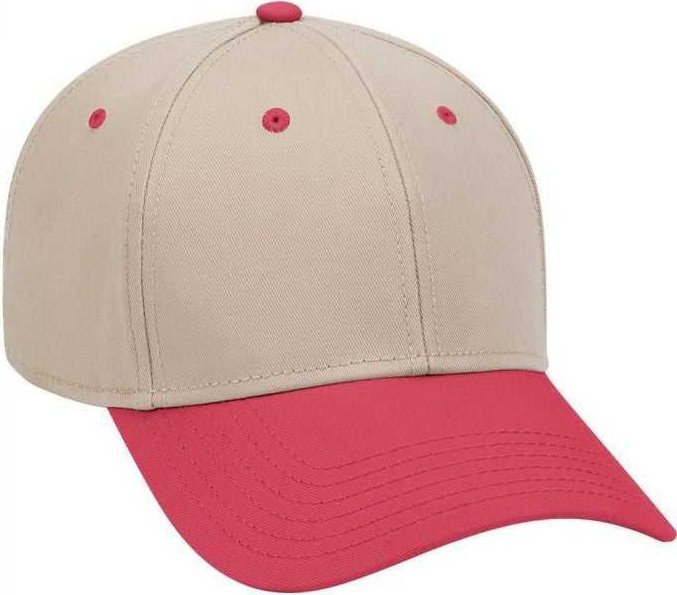OTTO 19-768 Superior Cotton Twill Low Profile Pro Style Cap - Red Khaki Khaki - HIT a Double - 1