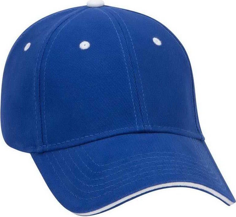 OTTO 23-255 Brushed Bull Denim Sandwich Visor Low Profile Pro Style Cap with Loop Closure - Royal Royal White - HIT a Double - 1