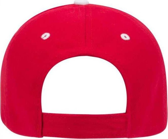 OTTO 23-255 Brushed Bull Denim Sandwich Visor Low Profile Pro Style Cap with Loop Closure - Red Red White - HIT a Double - 1
