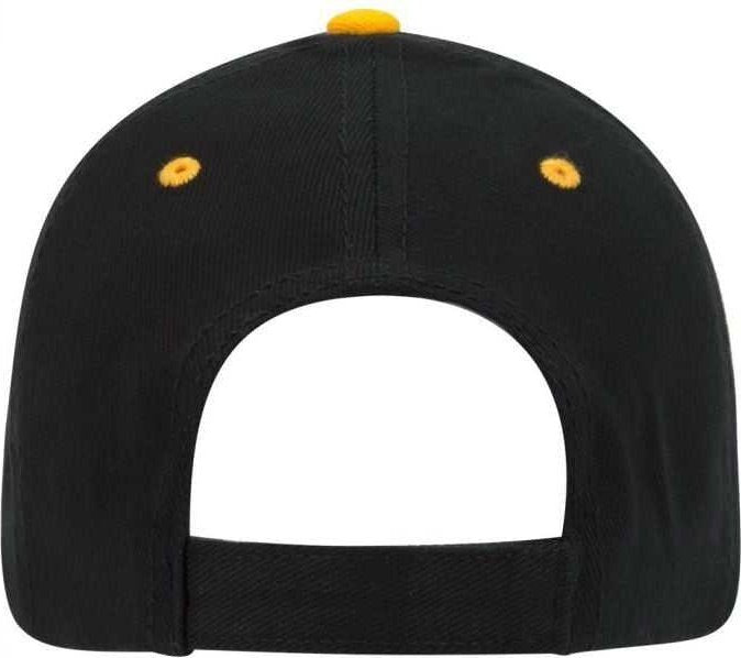 OTTO 23-255 Brushed Bull Denim Sandwich Visor Low Profile Pro Style Cap with Loop Closure - Black Black Gold - HIT a Double - 2