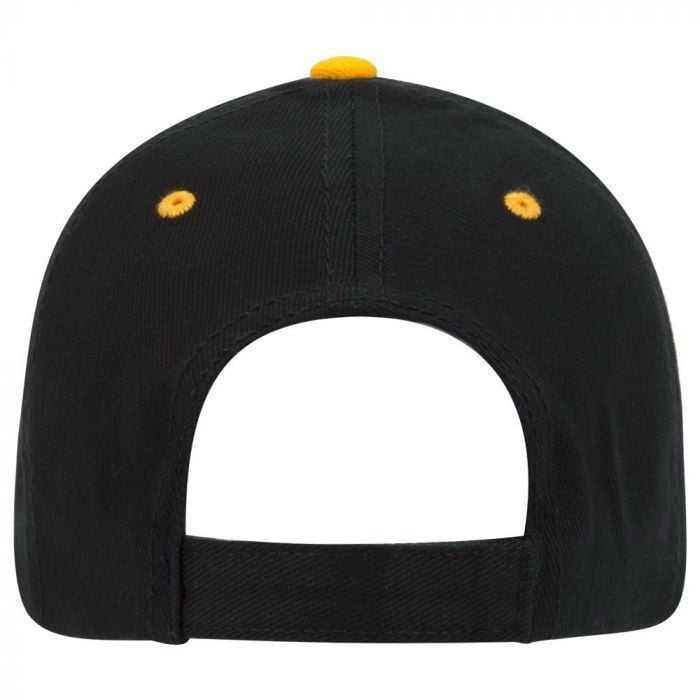 OTTO 23-255 Brushed Bull Denim Sandwich Visor Low Profile Pro Style Cap with Loop Closure - Black Black Gold - HIT a Double - 1