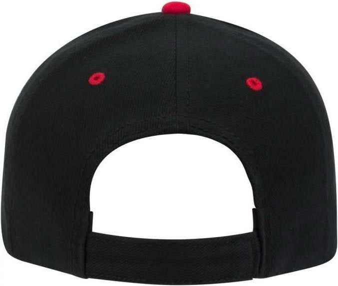 OTTO 23-255 Brushed Bull Denim Sandwich Visor Low Profile Pro Style Cap with Loop Closure - Red Black Black - HIT a Double - 1