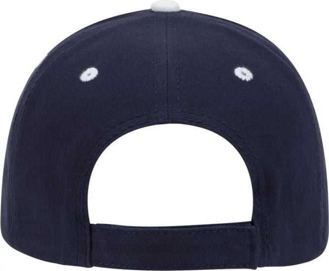 OTTO 23-370 Superior Brushed Cotton Twill Sandwich Visor Low Profile Pro Style Structured Firm Front Panel Cap - Navy Navy White - HIT a Double - 1