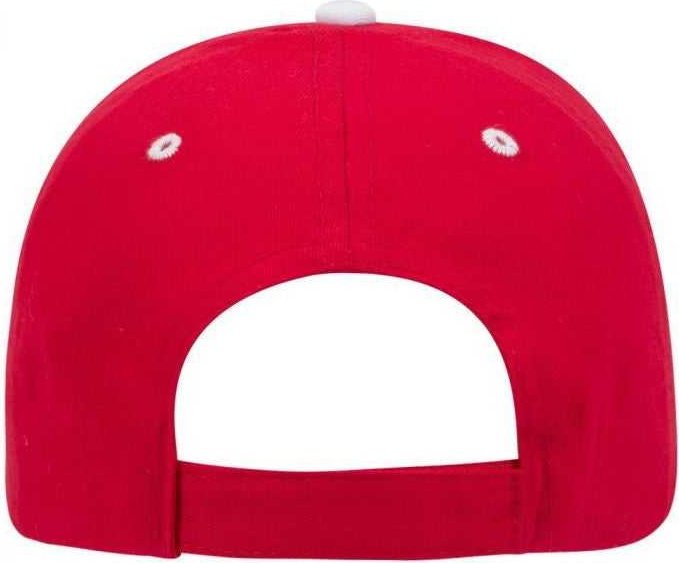 OTTO 23-430 Brushed Cotton Twill Sandwich Visor Low Profile Pro Style Cap with 6 Embroidered Eyelets - Red Red White - HIT a Double - 1