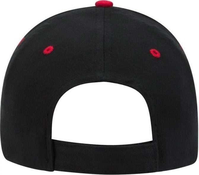 OTTO 23-430 Brushed Cotton Twill Sandwich Visor Low Profile Pro Style Cap with 6 Embroidered Eyelets - Black Black Red - HIT a Double - 1