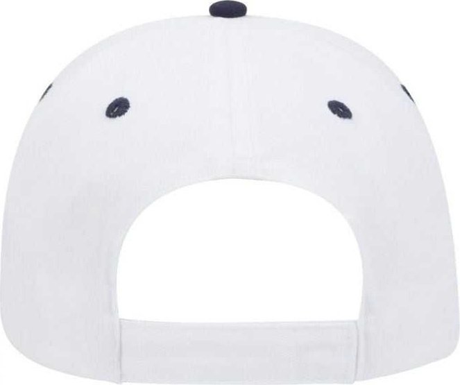 OTTO 23-430 Brushed Cotton Twill Sandwich Visor Low Profile Pro Style Cap with 6 Embroidered Eyelets - White White Navy - HIT a Double - 1