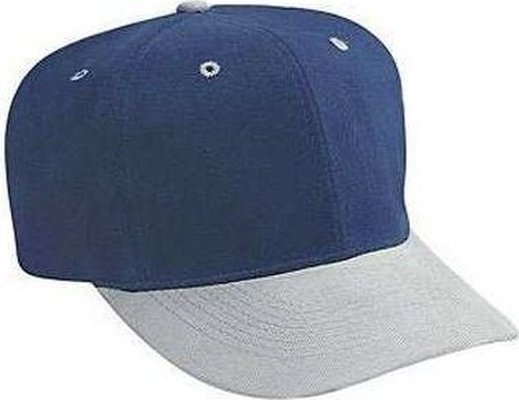 OTTO 27-008 Brushed Bull Denim Pro Style Cap with Fabric Adjustable Strap - Gray Navy - HIT a Double - 1