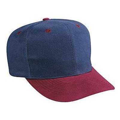 OTTO 27-008 Brushed Bull Denim Pro Style Cap with Fabric Adjustable Strap - Burgandy Maroon Navy - HIT a Double - 1