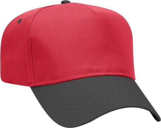 OTTO 31-069 Twill 5 Panel Pro Style Cap - Black Red - HIT a Double - 1