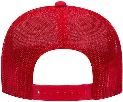OTTO 32-467 Polyester Foam Front 5 Panel Pro Style Mesh Back Cap - Red White Red - HIT a Double - 1