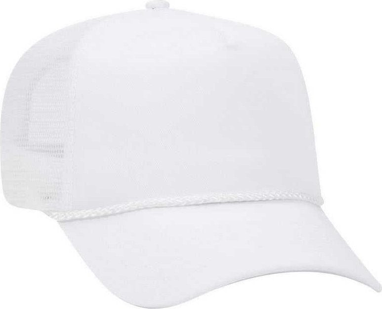 OTTO 39-071 Cotton Twill High Crown Golf Style Mesh Back Structured Firm Front Panel Cap - White - HIT a Double - 1