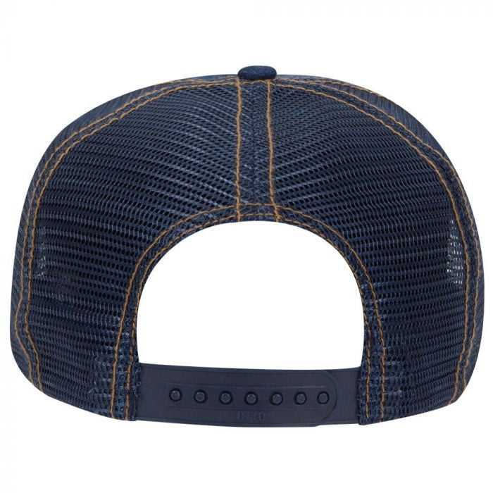 OTTO 39-090 Denim Golf Style Mesh Back Cap - Navy Gold - HIT a Double - 1
