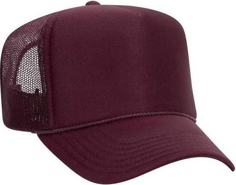 OTTO 39-165 Polyester Foam Front High Crown Golf Style Mesh Back Cap with Fabric Adjustable Hook - Maroon - HIT a Double - 1