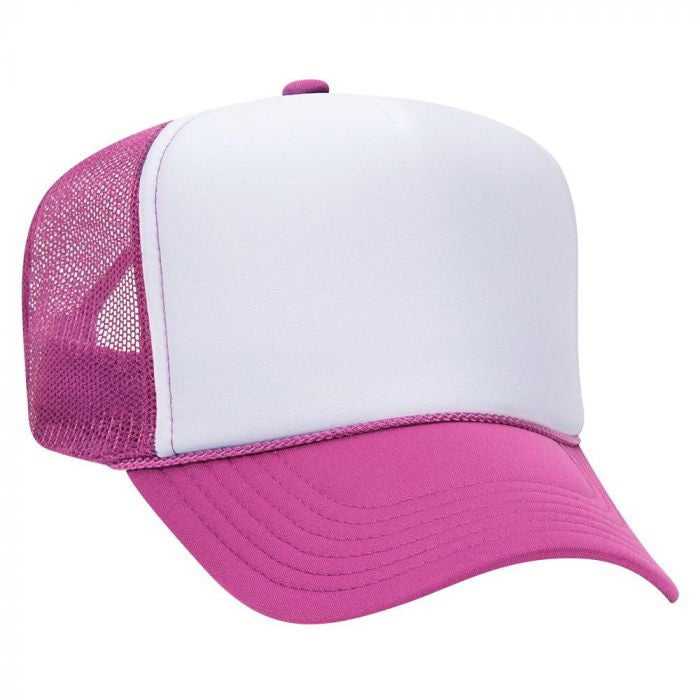 OTTO 39-169 Two Tone Polyester Foam Front High Crown Golf Style Mesh Back 8 Rows Stitching Cap - Heather Pnk White Heather Pnk - HIT a Double - 1