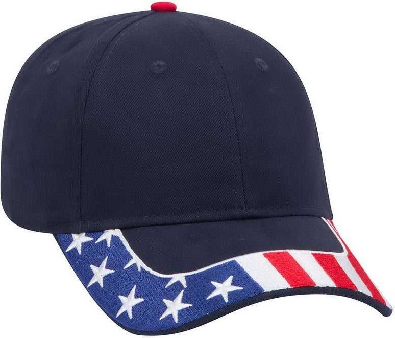 OTTO 58-710 6 Panel Low Profile Baseball Cap - Navy Flag - HIT a Double - 1
