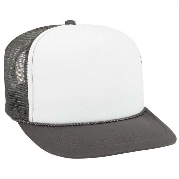 OTTO 68-216 Youth Polyester Foam High Crown Golf Style Mesh Back Cap with Plastic Adjustable Snap - Charcoal White Charcoal - HIT a Double - 1