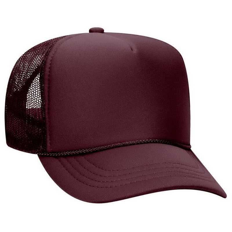 OTTO 68-216 Youth Polyester Foam High Crown Golf Style Mesh Back Cap with Plastic Adjustable Snap - Maroon - HIT a Double - 1