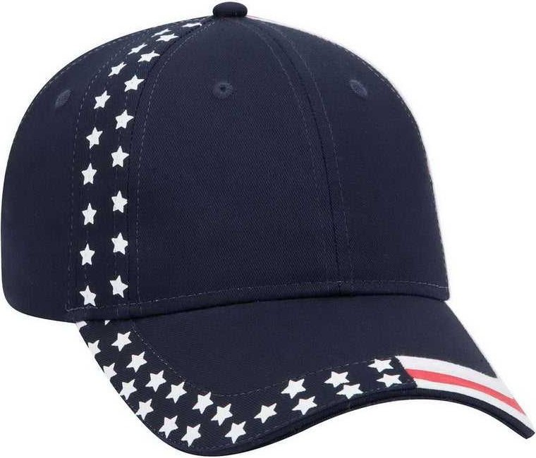OTTO 80-585 US Flag Design Cotton Twill Low Profile Pro Style Cap - Navy - HIT a Double - 1