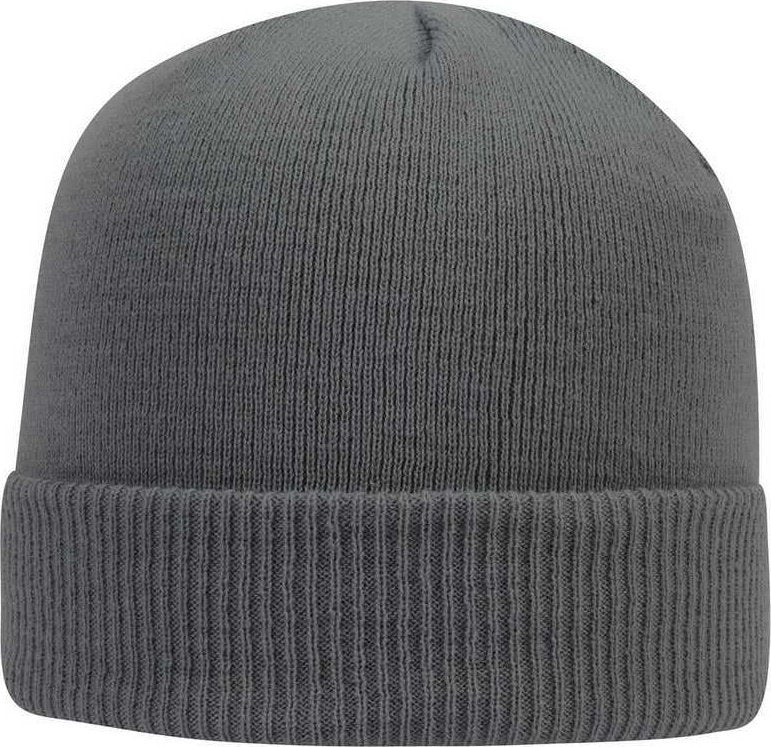 OTTO 82-1238 100% Acrylic Ribbed Cuff Knit Beanie - Charcoal Gray - HIT a Double - 1