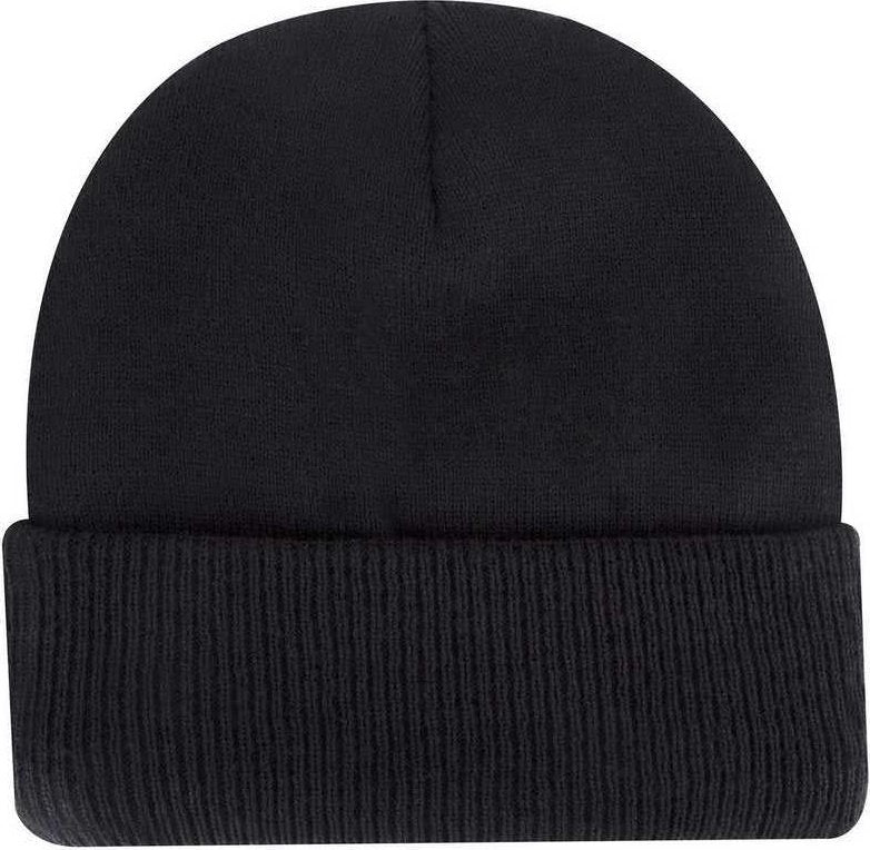 OTTO 82-1316 12 Classic Knit Beanie with Inside Fleece Lining Rib Knit Cuff - Black - HIT a Double - 1