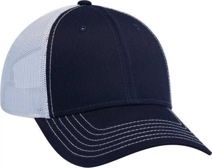 OTTO 83-1239 6 Panel Low Profile Mesh Back Trucker Hat - Navy Navy White - HIT a Double - 1