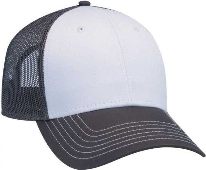 OTTO 83-1239 6 Panel Low Profile Mesh Back Trucker Hat - Charcoal White Charcoal - HIT a Double - 1