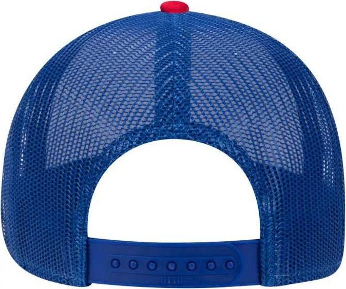 OTTO 83-1239 6 Panel Low Profile Mesh Back Trucker Hat - Red White Royal - HIT a Double - 1