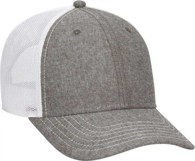 OTTO 83-1279 6 Panel Low Profile Mesh Back Trucker Hat - Charcoal White - HIT a Double - 1