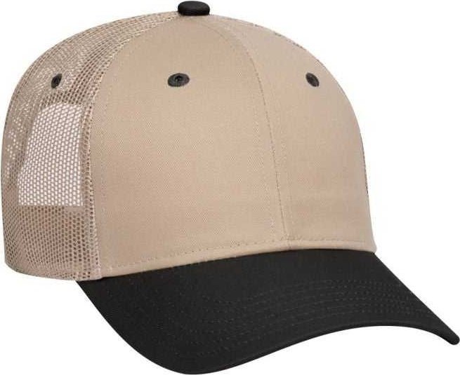 OTTO 83-473 Cotton Twill Low Profile Pro Style Mesh Back Cap with 6 Embroidered Eyelets - Black Khaki - HIT a Double - 1