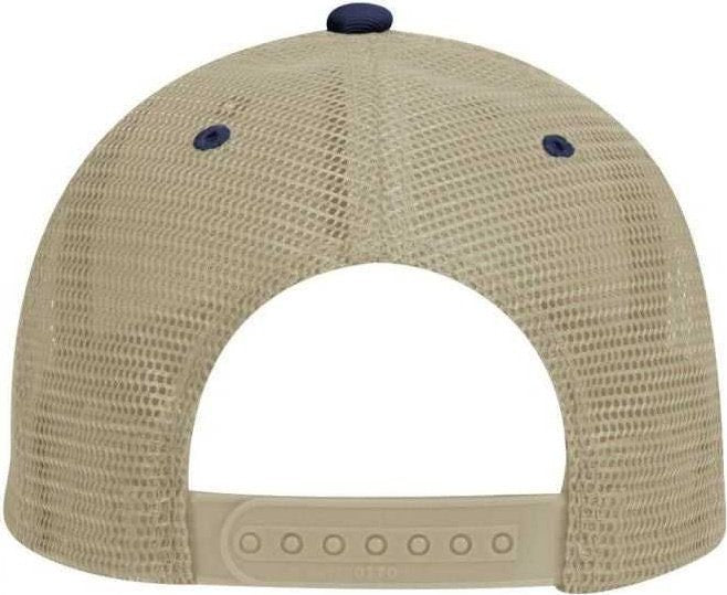 OTTO 83-473 Cotton Twill Low Profile Pro Style Mesh Back Cap with 6 Embroidered Eyelets - Navy Khaki - HIT a Double - 1
