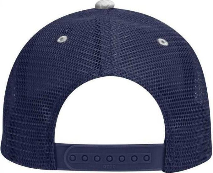 OTTO 83-473 Cotton Twill Low Profile Pro Style Mesh Back Cap with 6 Embroidered Eyelets - Navy White Navy - HIT a Double - 1