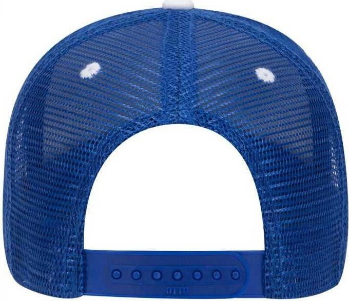 OTTO 84-482 Brushed Bull Denim Sandwich Visor Low Profile Pro Style Mesh Back Structured Firm Front Panel Cap - Royal Royal White - HIT a Double - 1
