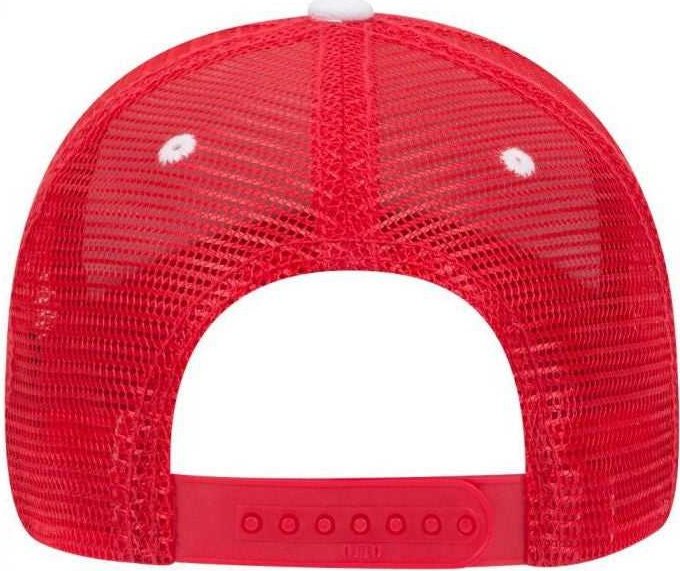OTTO 84-482 Brushed Bull Denim Sandwich Visor Low Profile Pro Style Mesh Back Structured Firm Front Panel Cap - Red Red White - HIT a Double - 1