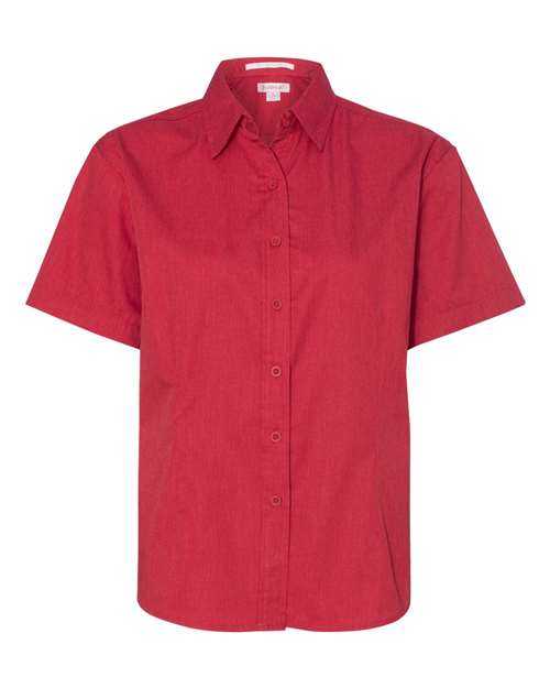 Featherlite 5281 Women's Short Sleeve Stain-Resistant Tapered Twill Shirt - Heathered Red - HIT a Double