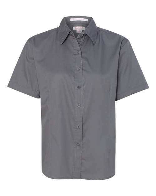 Featherlite 5281 Women's Short Sleeve Stain-Resistant Tapered Twill Shirt - Steel Grey - HIT a Double