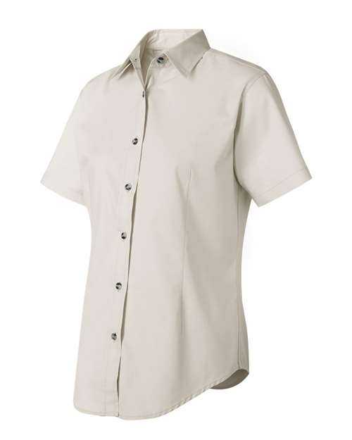 Featherlite 5281 Women&#39;s Short Sleeve Stain-Resistant Tapered Twill Shirt - Stone Sandalwood - HIT a Double