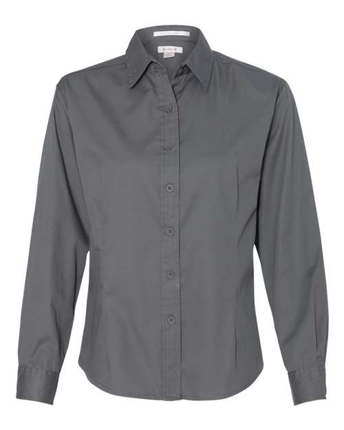 Featherlite 5283 Women's Long Sleeve Stain-Resistant Tapered Twill Shirt - Steel Grey - HIT a Double