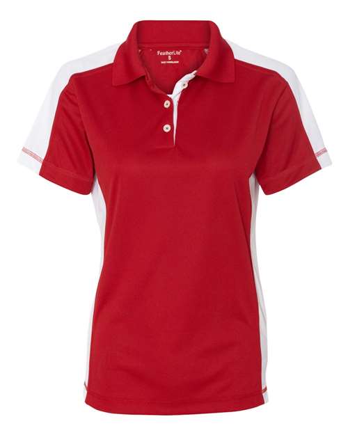 Featherlite 5465 Women's Colorblocked Moisture Free Mesh Polo - Red White - HIT a Double
