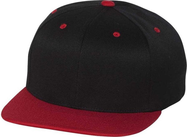 Flexfit 110 Flat Bill Snapback Cap - Black Red
