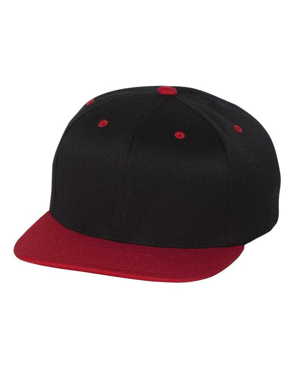Flexfit 110 Flat Bill Snapback Cap - Black Red