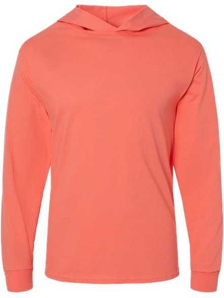 Fruit Of The Loom 4930LSH HD Cotton Jersey Hooded T-Shirt - Sunset Coral" - "HIT a Double